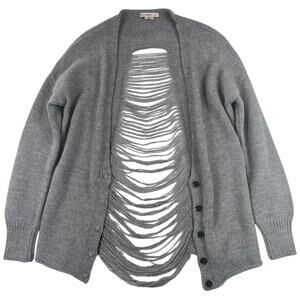 Haute Hippie Nude Merino Wool Distressed Back Cardigan Gray Boho Luxury - XS/S